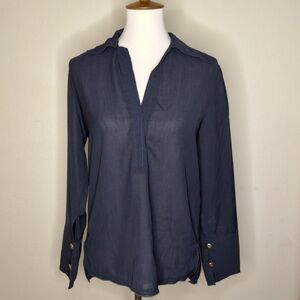 Zara Navy Blue Blouse NWT XS